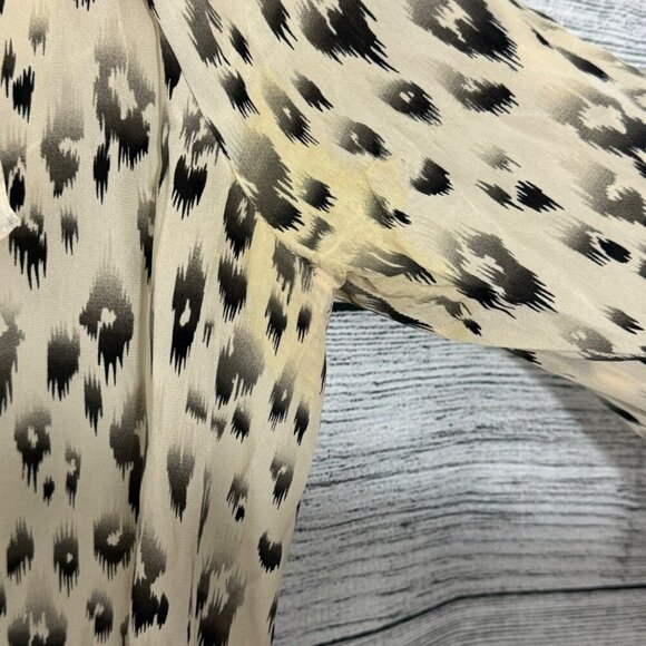 Rebecca Taylor Animal Print Ruffle Long Sleeve Blouse Size 8 - Picture 4 of 5
